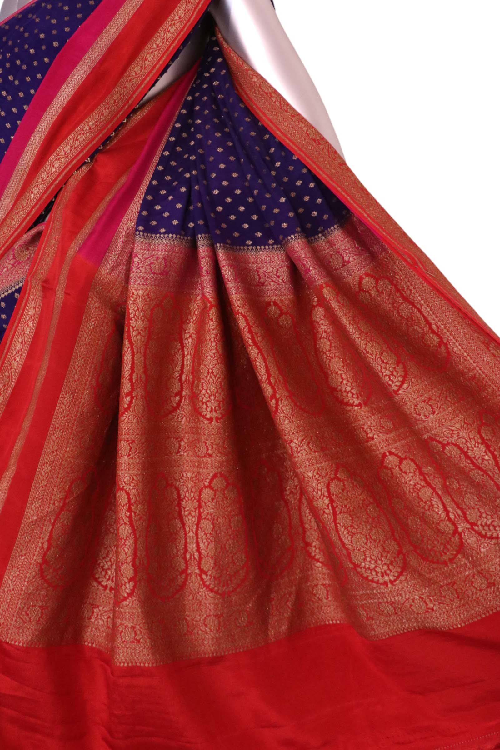 Pure Handloom Zari Butta Banarasi Crepe Silk Saree AL206217